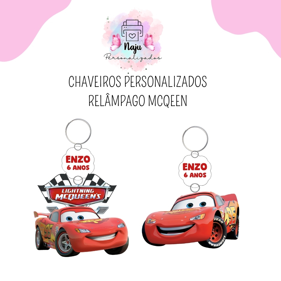 Relâmpago MCQUEEN, Chaveiro de MDF Personalizado- Lembrancinha de Aniversário- Mimo personalizado em Oferta na Shopee