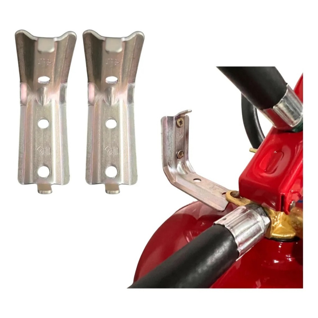 kit 2 suporte de parede de extintor aço + parafuso e bucha 10mm