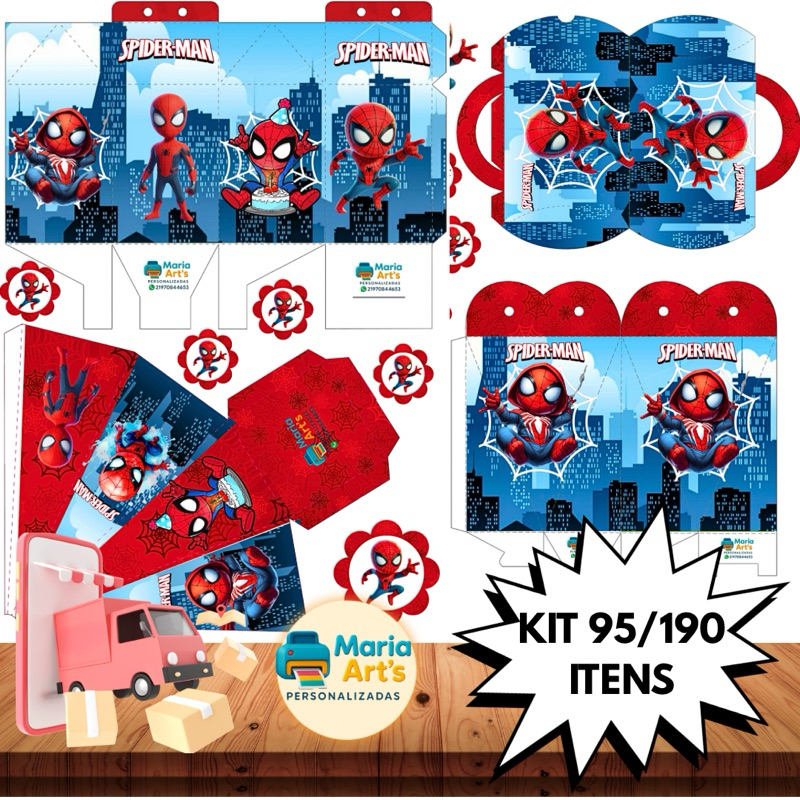 KIT LEMBRANCINHAS DE FESTA COM 95/190 ITENS TEMA: HOMEM ARANHA BABY C/SEM NOME- ENVIO RÁPIDO!!! em Oferta na Shopee