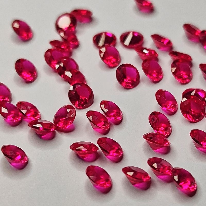 Lote Com 10 Pedras Preciosas De Rubi Reconstituído 3mm Corte Brilhante Facetado em Oferta na Shopee
