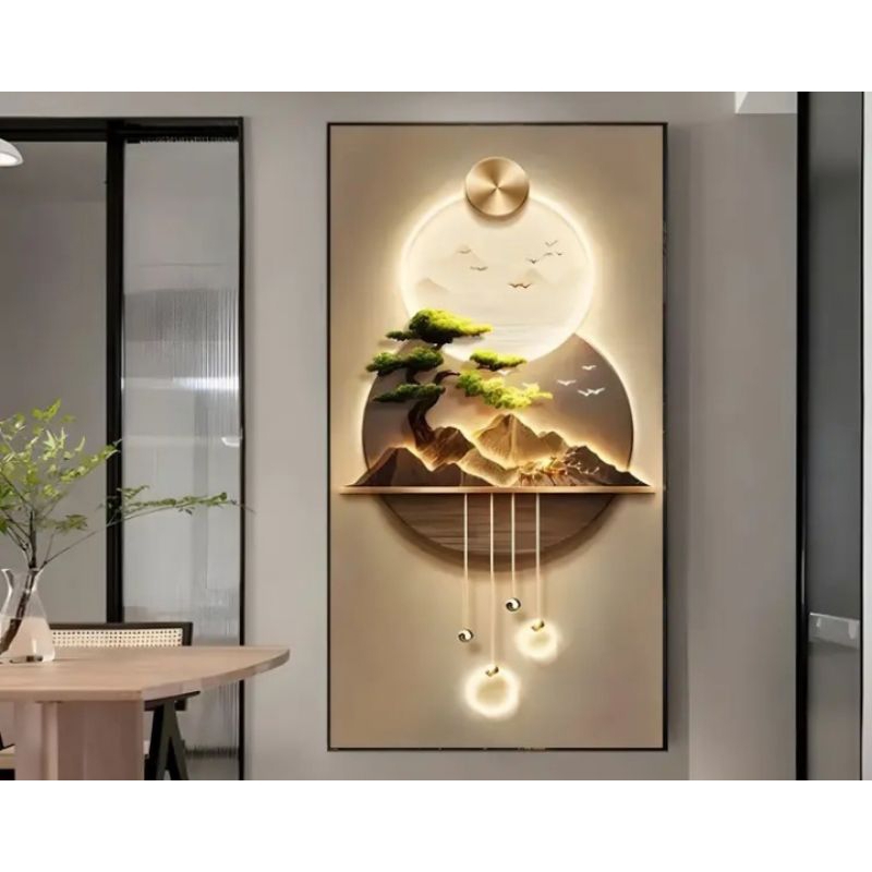 🖼 Quadro Decorativo Montanhas e Bonsai – 1 Peça – Arte Moderna e Sofisticada (sem led) NÃO É LUMINÁRIA