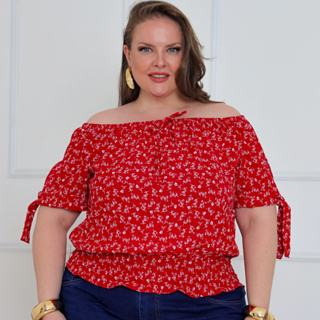 💖Blusa Feminina Social Cigana Ombro a Ombro Plus size - GG Detalhe no Ombro Com Lastex na Cintura em Oferta na Shopee