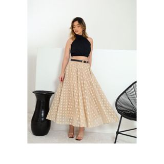 Saia Tule Midi Longa bolinha poa Moda Evangelica Femenina em Oferta na Shopee