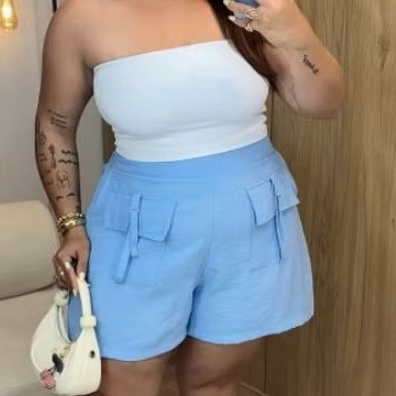 Bermuda Shorts Social Cargo Alfaiataria Feminina Plus Size – Ajuste Perfeito 48-52