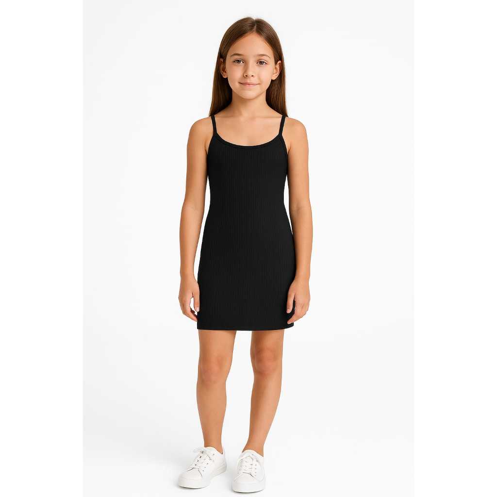 Vestido Canelado Feminino Juvenil Midi–Malha Confortável lindo Looks: estilosos do  8 ao 16| Leve e Estiloso sm 8 ao 16.