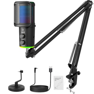 Microfone USB RGB Para Jogos, Transmissão Ao Vivo, Cantar - Compatível Com Computador E Celular em Oferta na Shopee