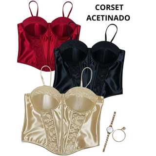 Cropped Feminino Corset Com Renda . Alça e Bojo moda 2025 Em Promoção Tamanho único em Oferta na Shopee