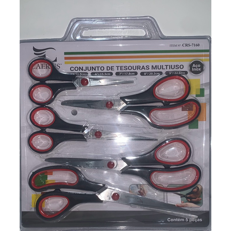 Kit tesoura multiuso 5 peças.