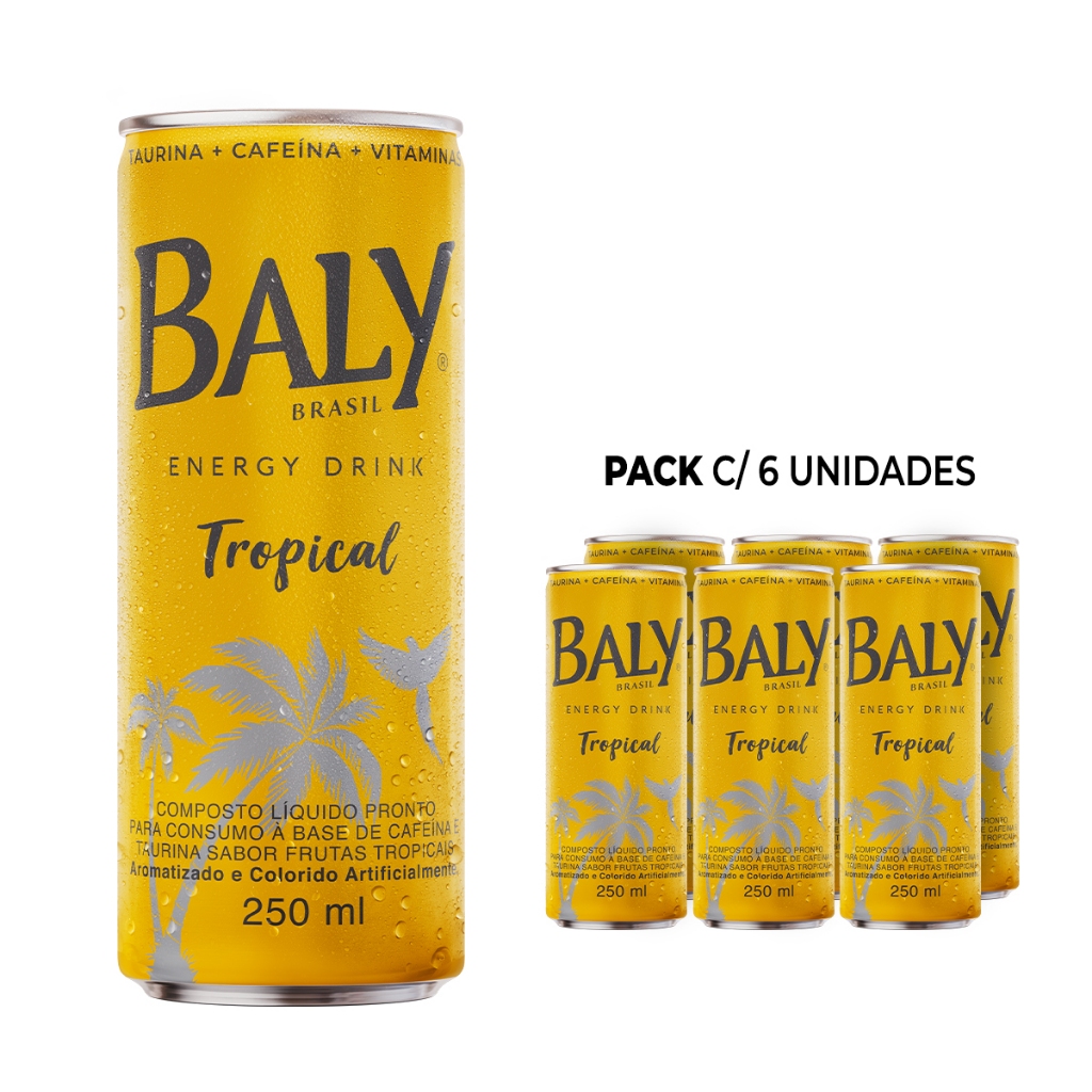 Pack Energético Baly Energy Drink Tropical 250ml em Oferta na Shopee