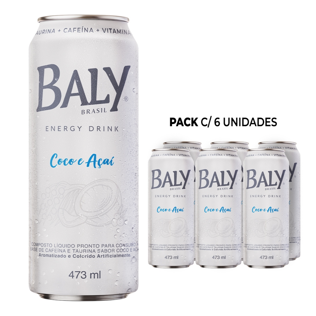 Pack Energético Baly Energy Drink Coco e Açai 473ml em Oferta na Shopee