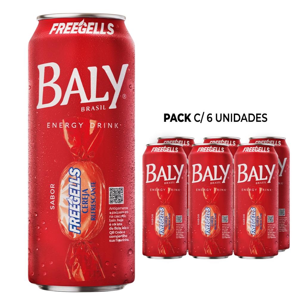 Pack Energético Baly Energy Drink Cereja Freegells 473ml em Oferta na Shopee
