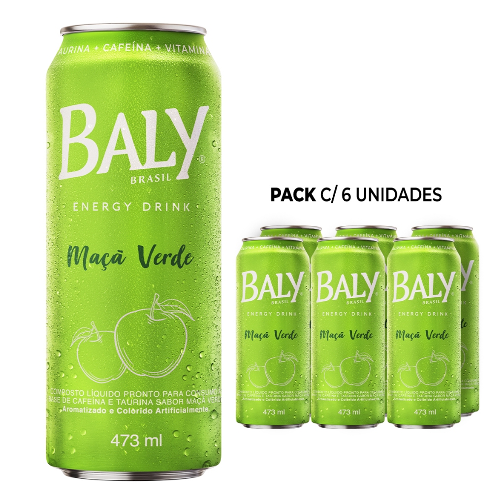 Pack Energético Baly Energy Drink Maçã Verde 473ml