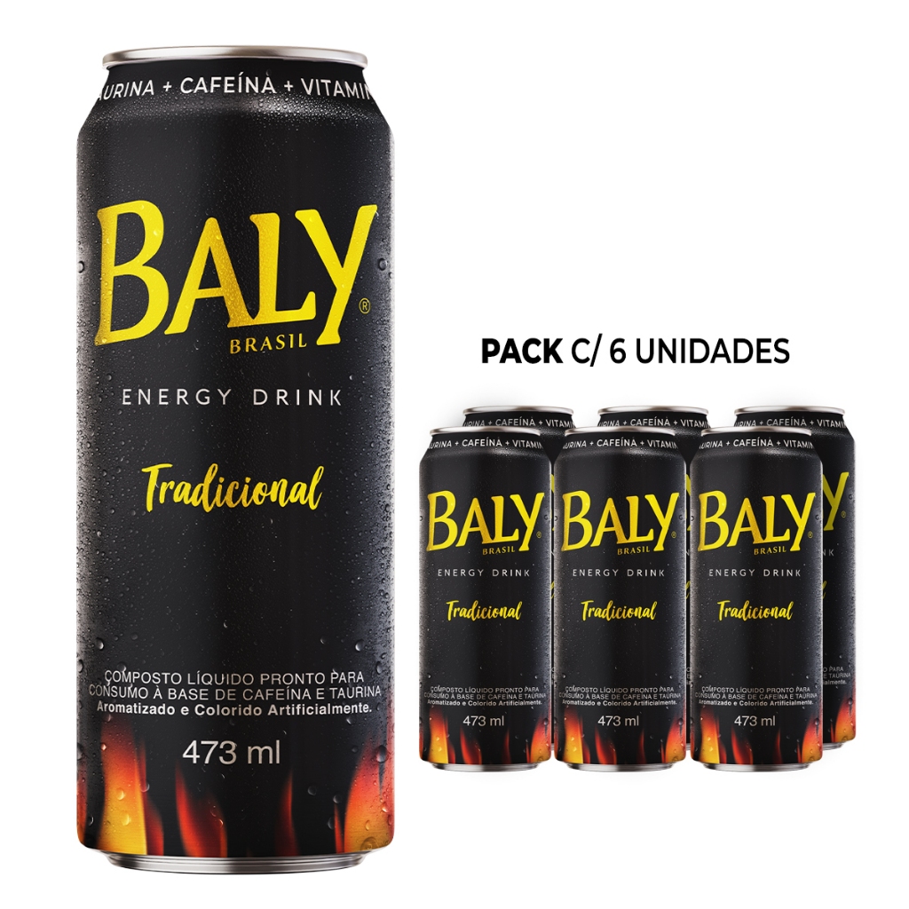 Pack Energético Baly Energy Drink Tradicional 473ml em Oferta na Shopee