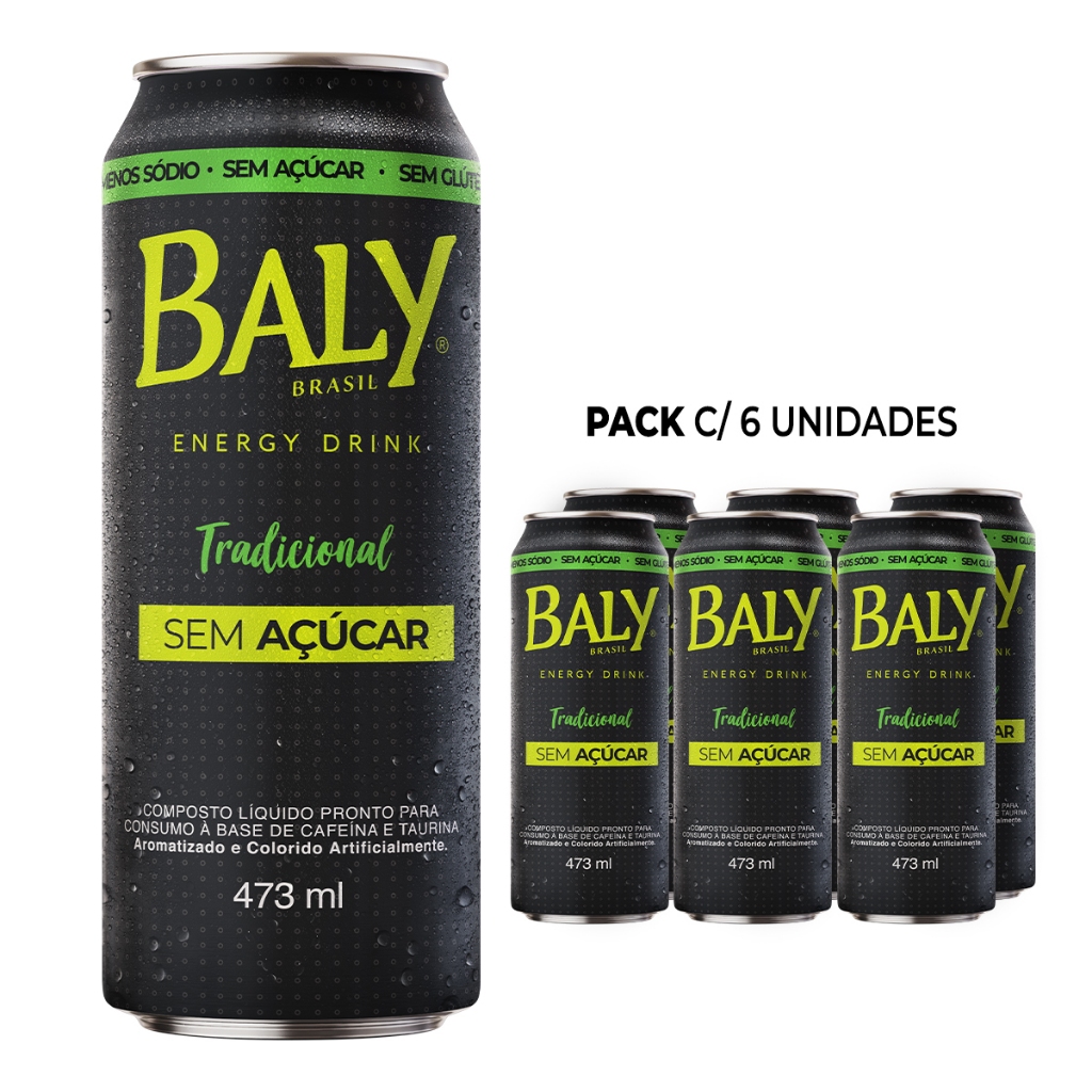 Pack Energético Baly Energy Drink Tradicional Sem Açucar 473ml