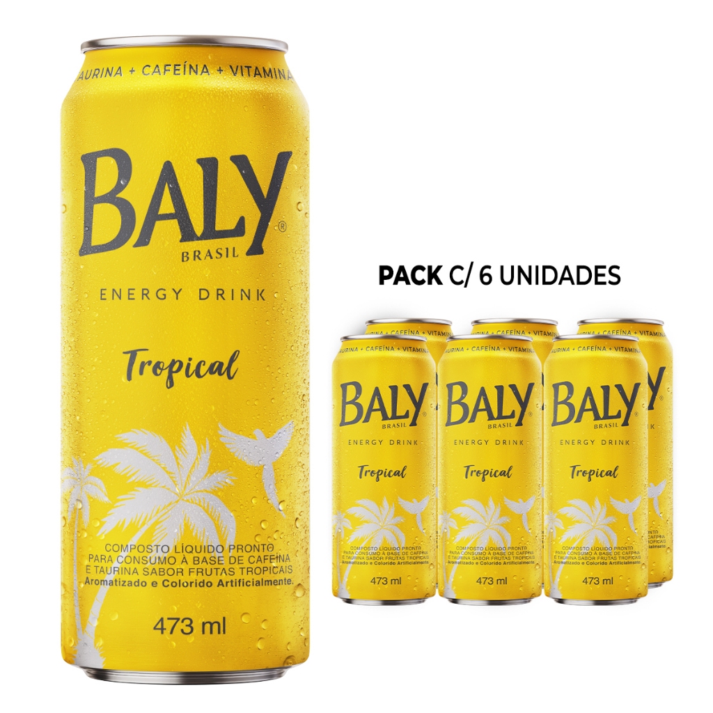 Pack Energético Baly Energy Drink Tropical 473ml em Oferta na Shopee