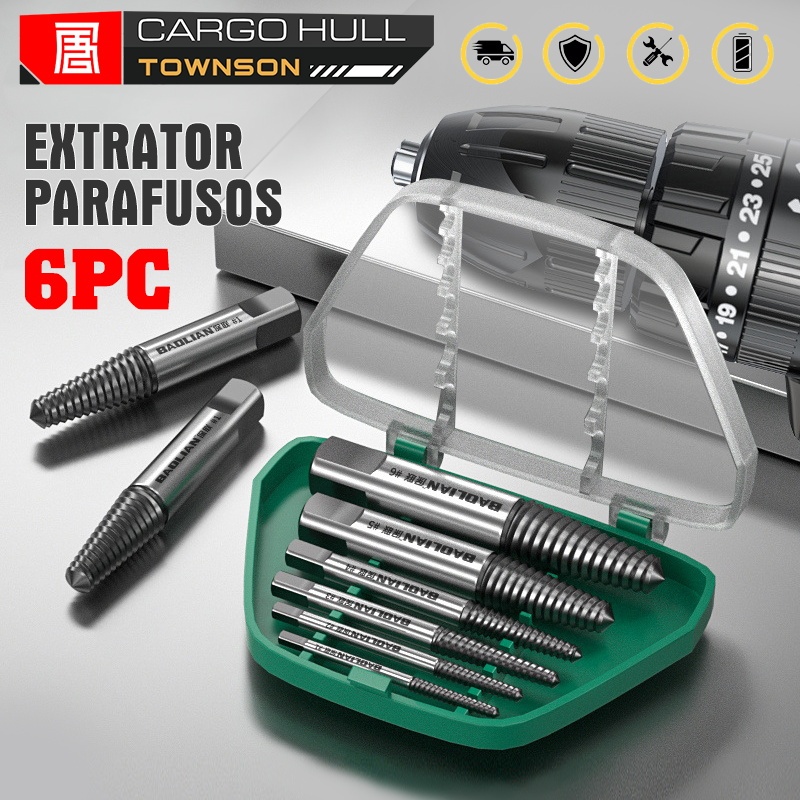 Jogo de Extratores de Parafusos 5 Peças Remover Parafuso Quebrado Espanado em Oferta na Shopee