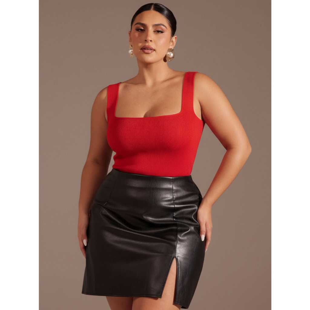 Cropped Básico Tricot Modal Plus Size Cropped Feminino Plus Size