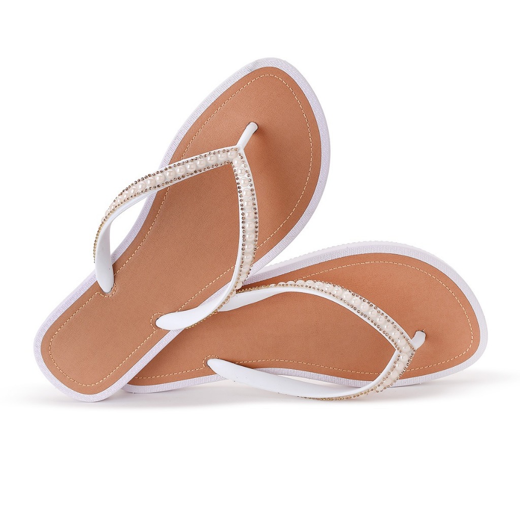 Chinelo Rasteirinha Feminino Casual Verão Sandália Antiderrapante Pedraria