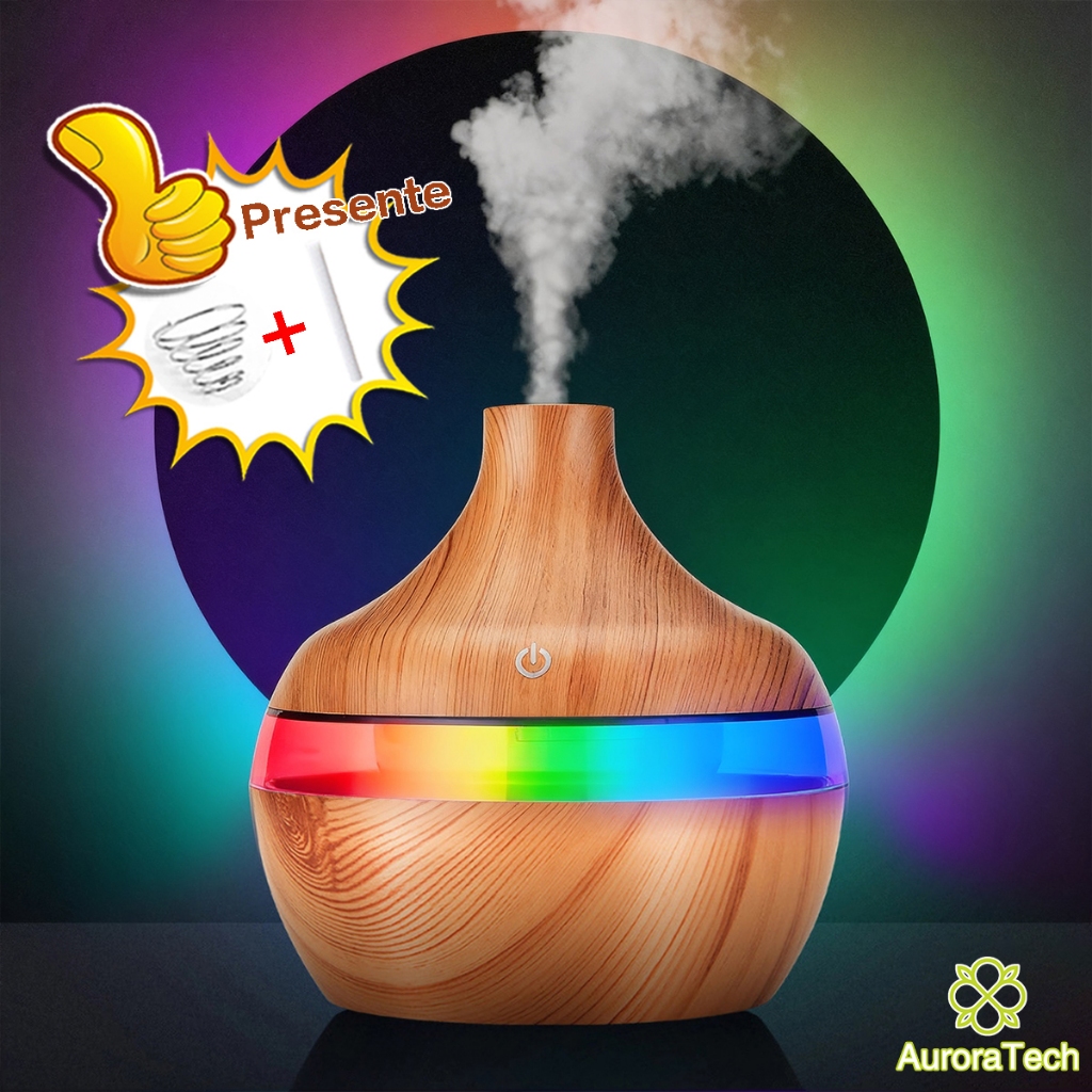 Umidificador De Ar Ultrassônico Madeira Usb Difusor Aromatizador De Ambiente Led Purificador De Ar