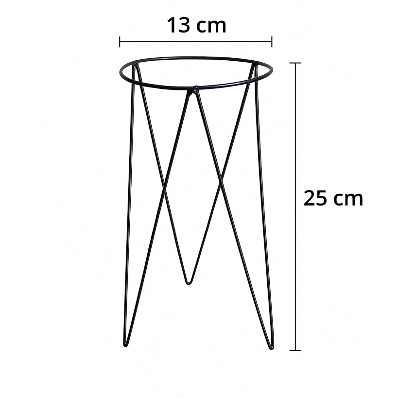 Kit 3 Suportes Tripé para Vaso de Planta Aramado Preto – Decorativo Moderno (P, M e G)