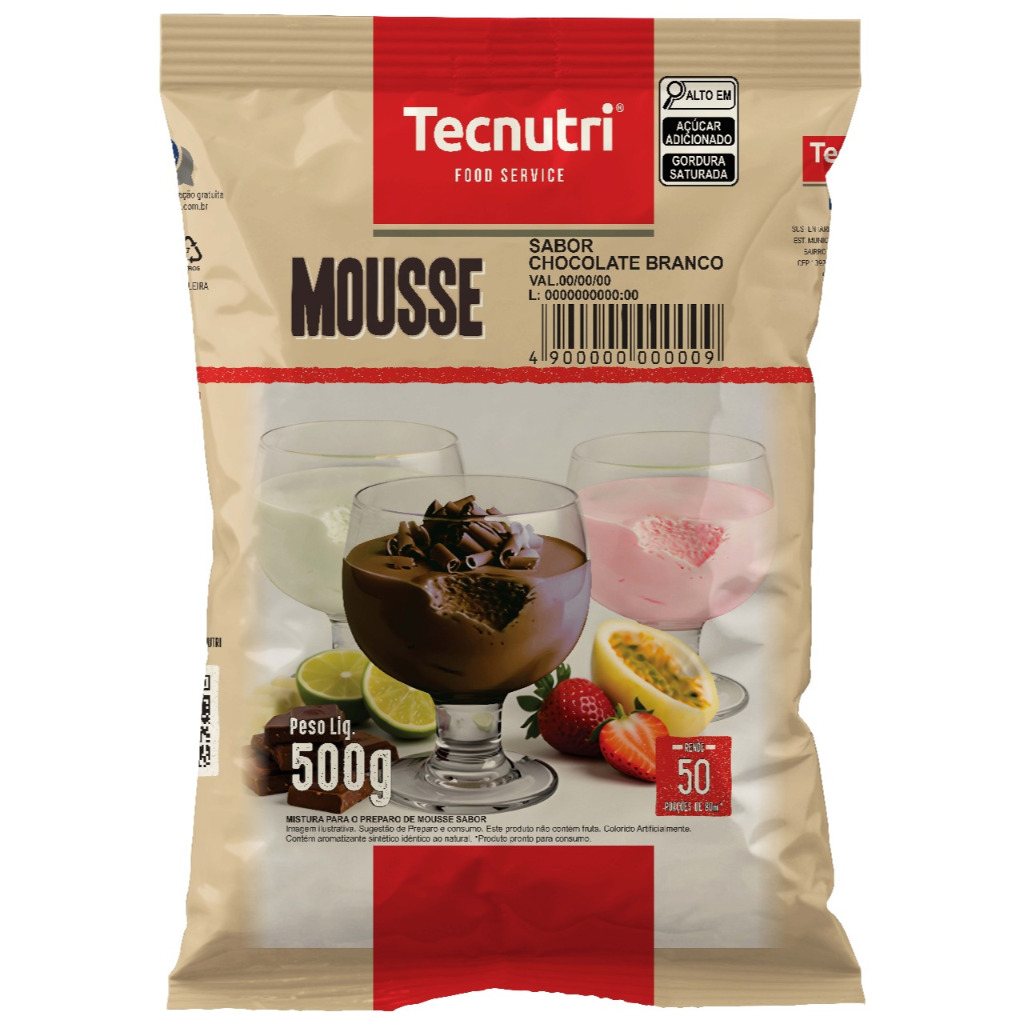 Mousse de Chocolate Branco Tecnutri 500g (Base para outros sabores) 1 pacote em Oferta na Shopee