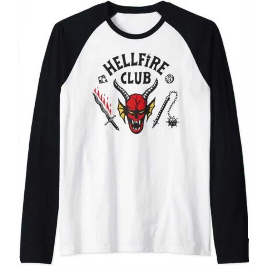 Camiseta Stranger Things Hellfire Club Manga longa Raglan
