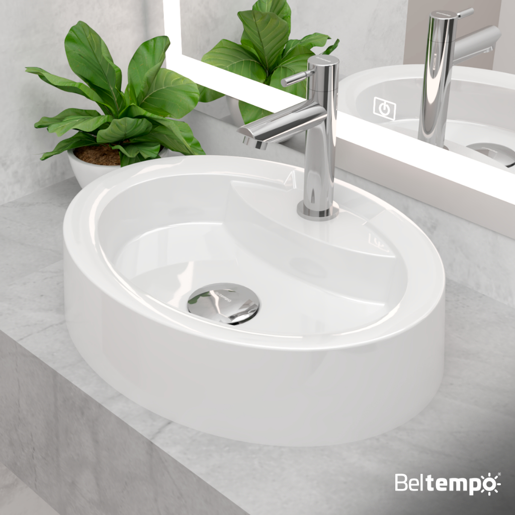 Cuba Pia de Apoio Sobrepor Oval 44x34 Branca Banheiro Lavabo Beltempo BT-2074 em Oferta na Shopee