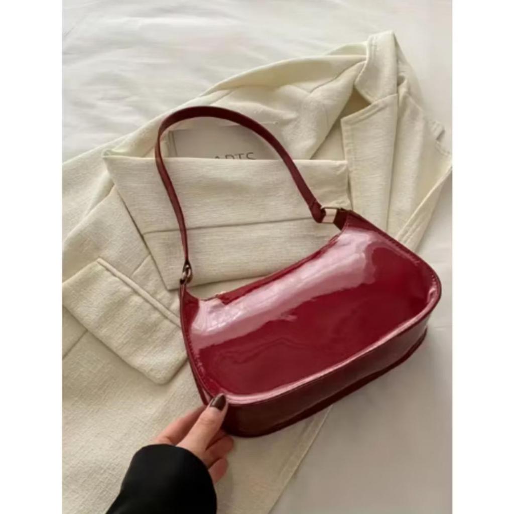 Bolsa Feminina Elegancy Meia Lua Baguete Verniz Luxo de Ombro Tote em Oferta na Shopee