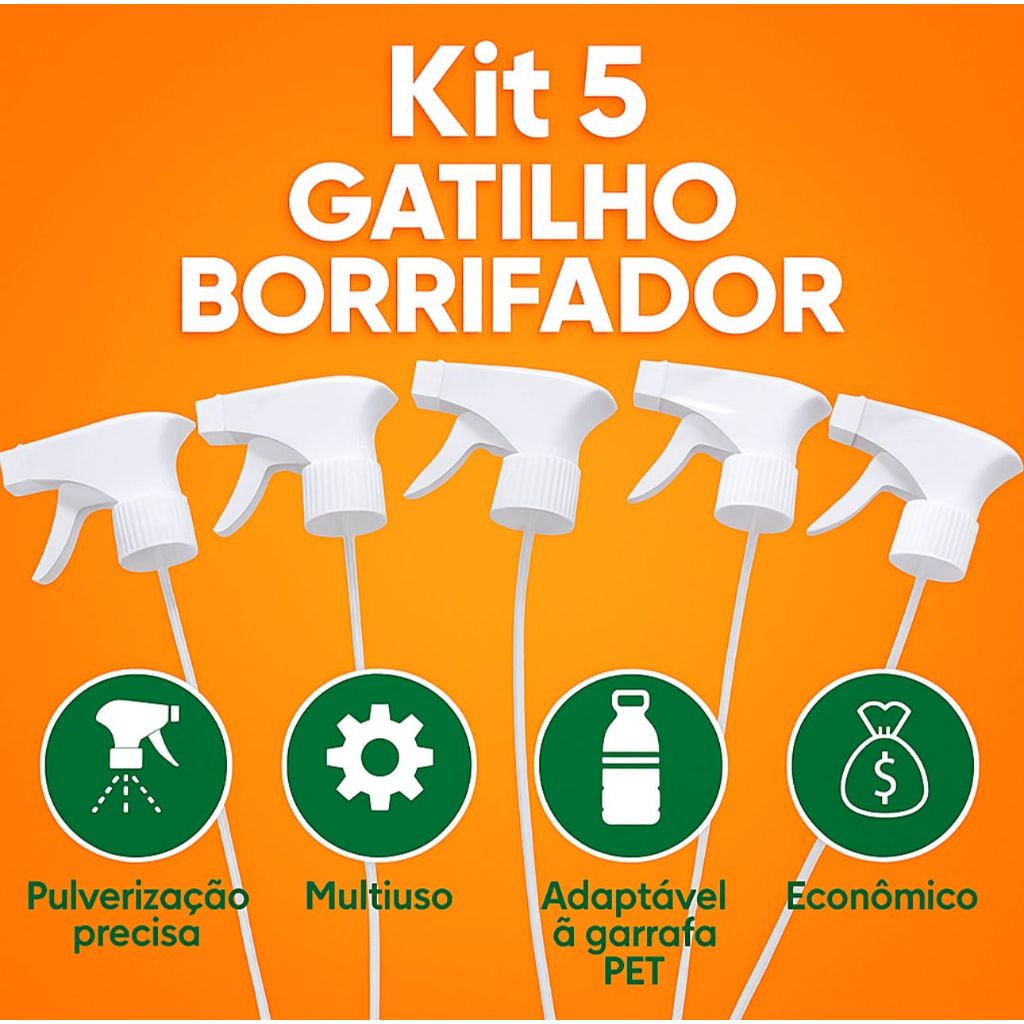Borrifador Gatilho Spray Multiuso para Garrafa PET Pulverizador ReforçadoLimpeza Jardim Aromatizador