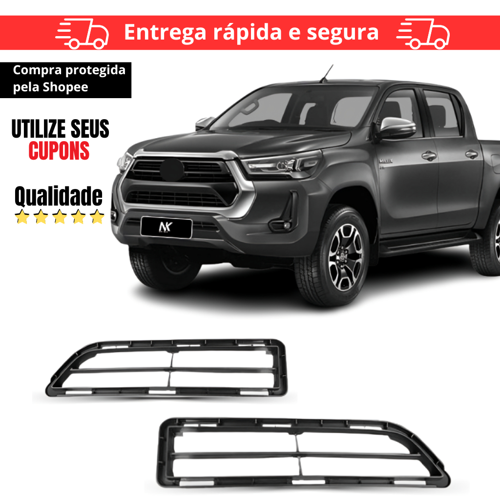 Par/Un Grade Parachoque Inferior Hilux 2021 2022 2023 2024 2025 em Oferta na Shopee
