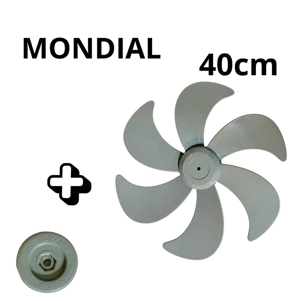 Kit Hélice + Calota Ventilador Mondial Trava Botão Porca
