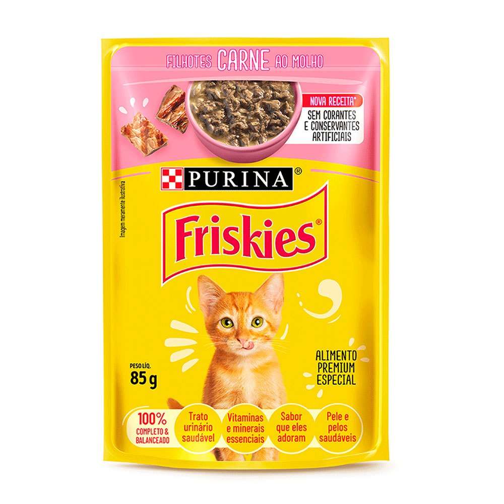 Ração Úmida Sachê Friskies Gatos Filhotes Carne Ao Molho 85g em Oferta na Shopee