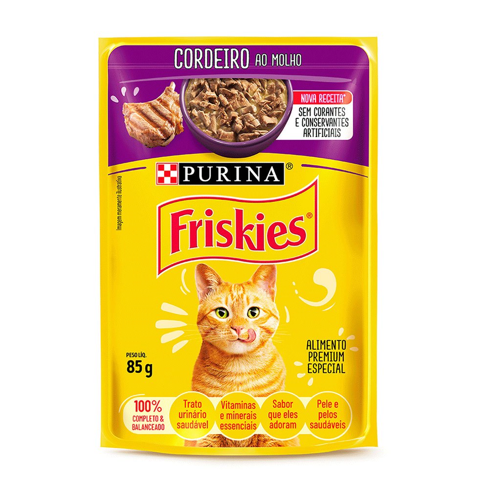 Ração Úmida Sachê Friskies Gatos Adultos Cordeiro Ao Molho 85g
