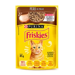 Ração Úmida Sachê Friskies Gatos Adultos Peru ao Molho 85g