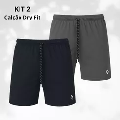 KIT 2 Calção Tecido Dry Futebol academia caminhada com bolso interno