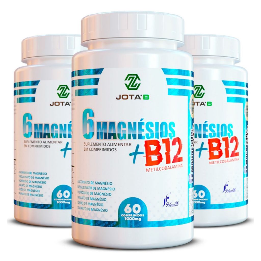 Metilcobalamina (B12) + 6 Magnesio em Capsulas Taurato de Magnésio Óxido de Magnésio Malato