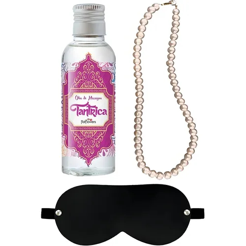 Kit Oleo Tantrica + Toque da Pérola + Venda Preta HotFlowers