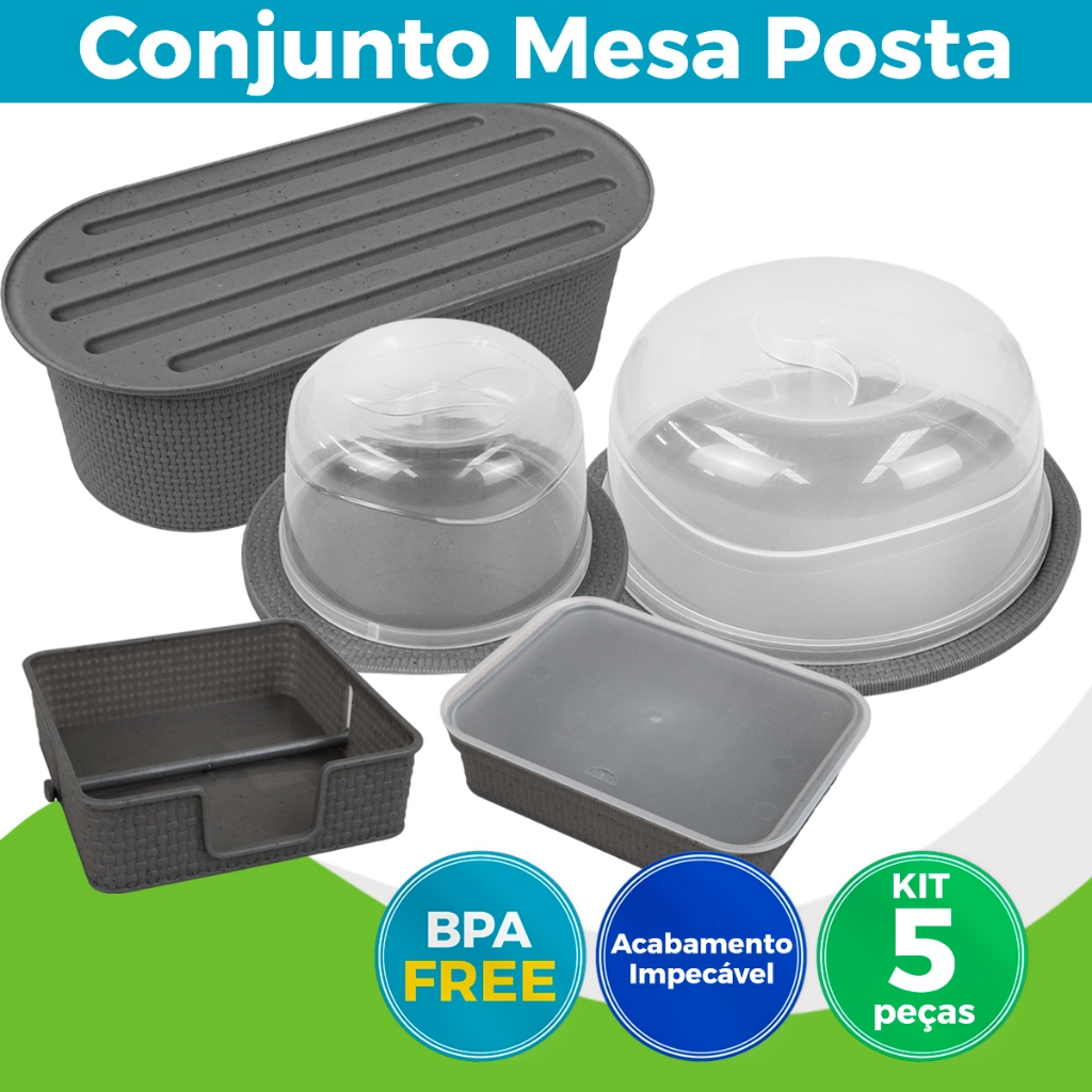 Kit Boleira Queijeira Porta Pão Porta Frios Com Tampa e Porta Guardanapos Mesa Posta