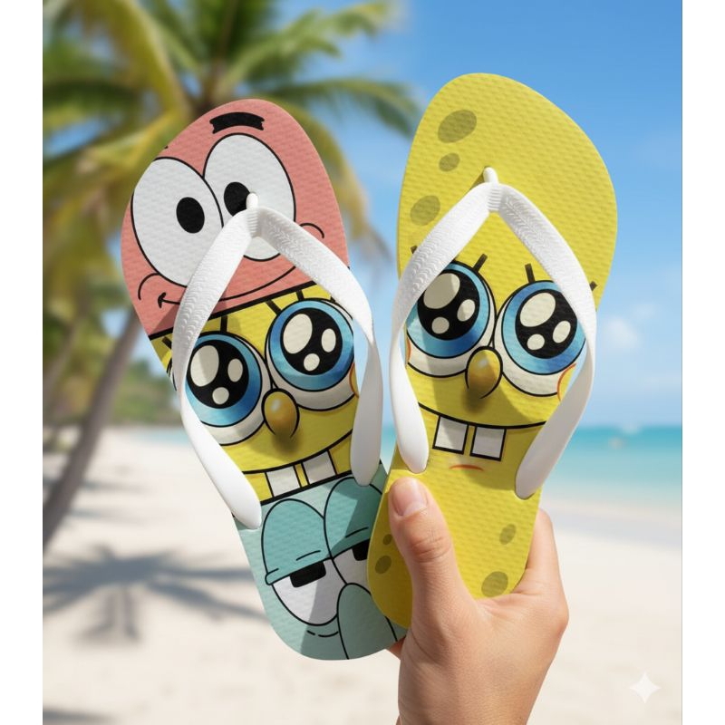 Chinelo Bob Esponja Patrick Masculino Feminino e Infantil Várias Estampas Todos os Tamanhos