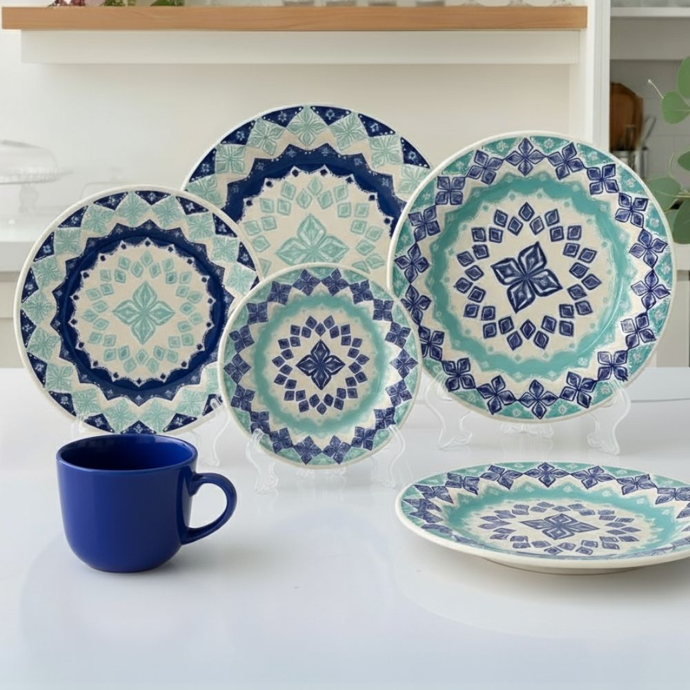 Jogo Aparelho de Jantar Oxford Biona Donna Lola 20 Peças em Cerâmica Decorada