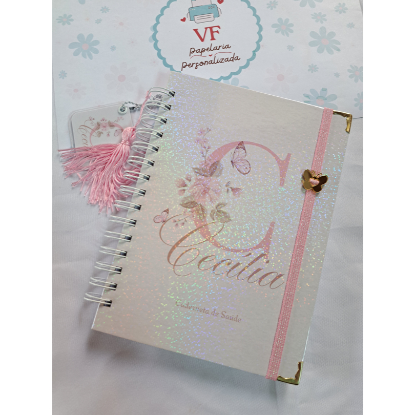 Caderneta de vacinação menina personalizada, folhas de 120gr(mais grossas)