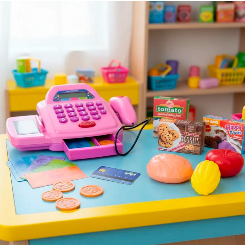 Caixa Registradora Com Acessórios Mercadinho Infantil Com Som E Luz Mini Market Xplast