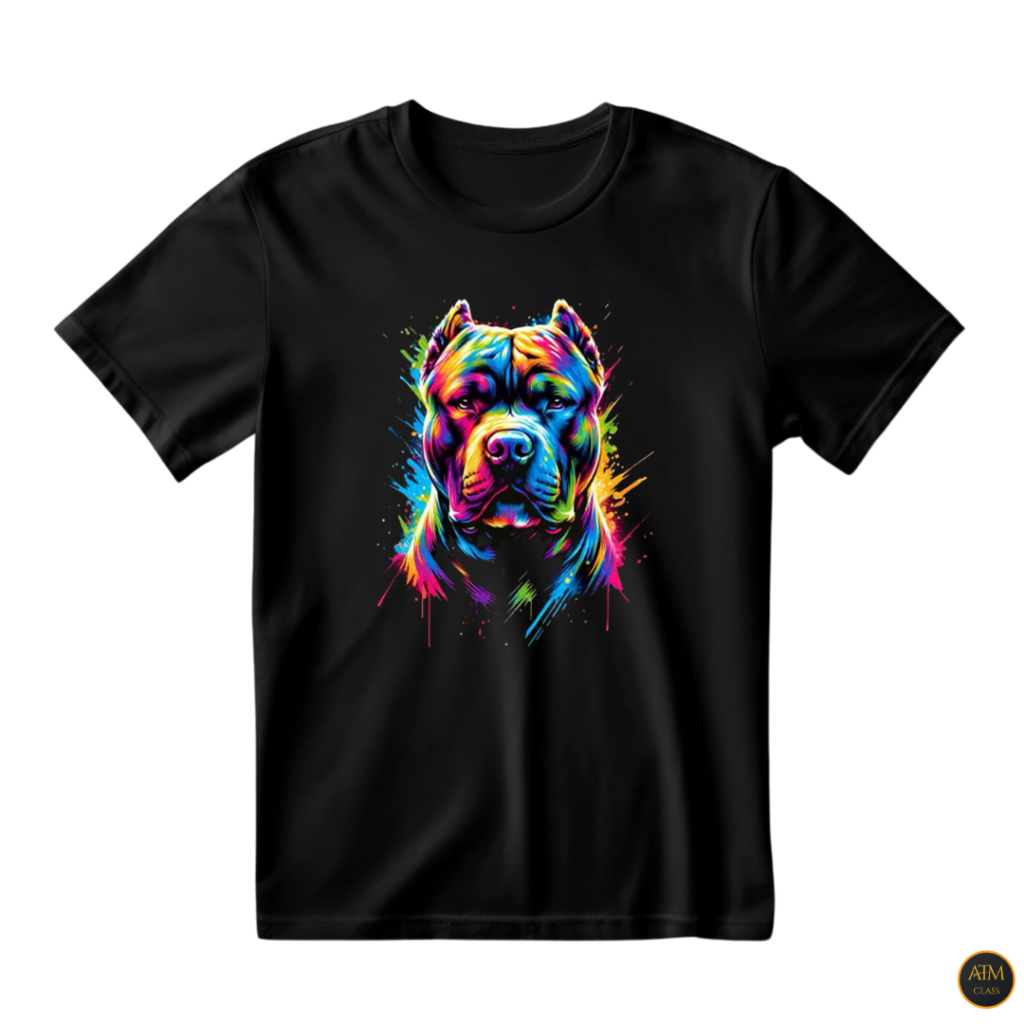 Camisa Unissex Cachorro Colorido Cão Pit Bull Colorido Estampa Dog 100% Algodão - Envio Imediato