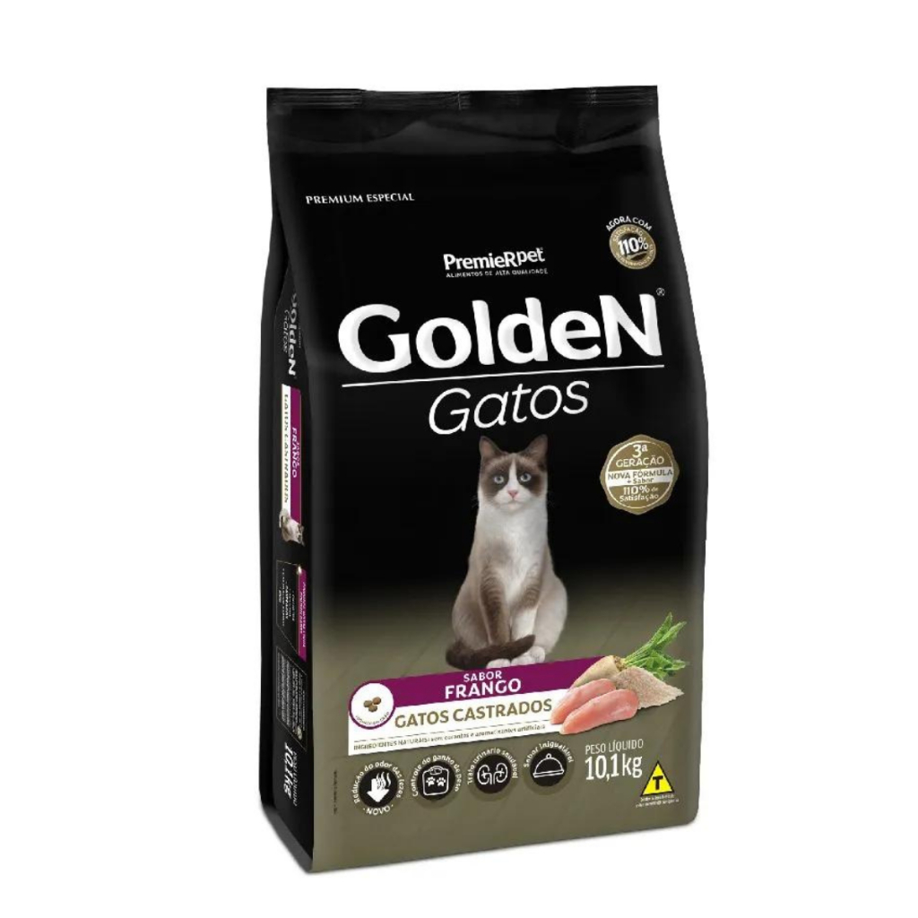 Ração Golden Gatos Castrados Sabor Frango 10,1kg em Oferta na Shopee