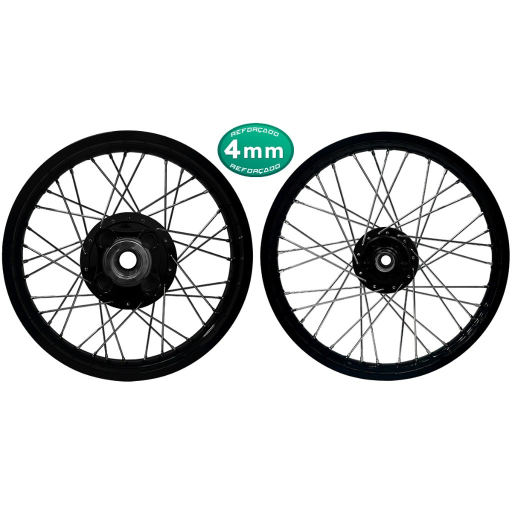 Par Roda Aro Preto Cubo Preto Dianteira Cg Today Titan 125 95/99 Disco