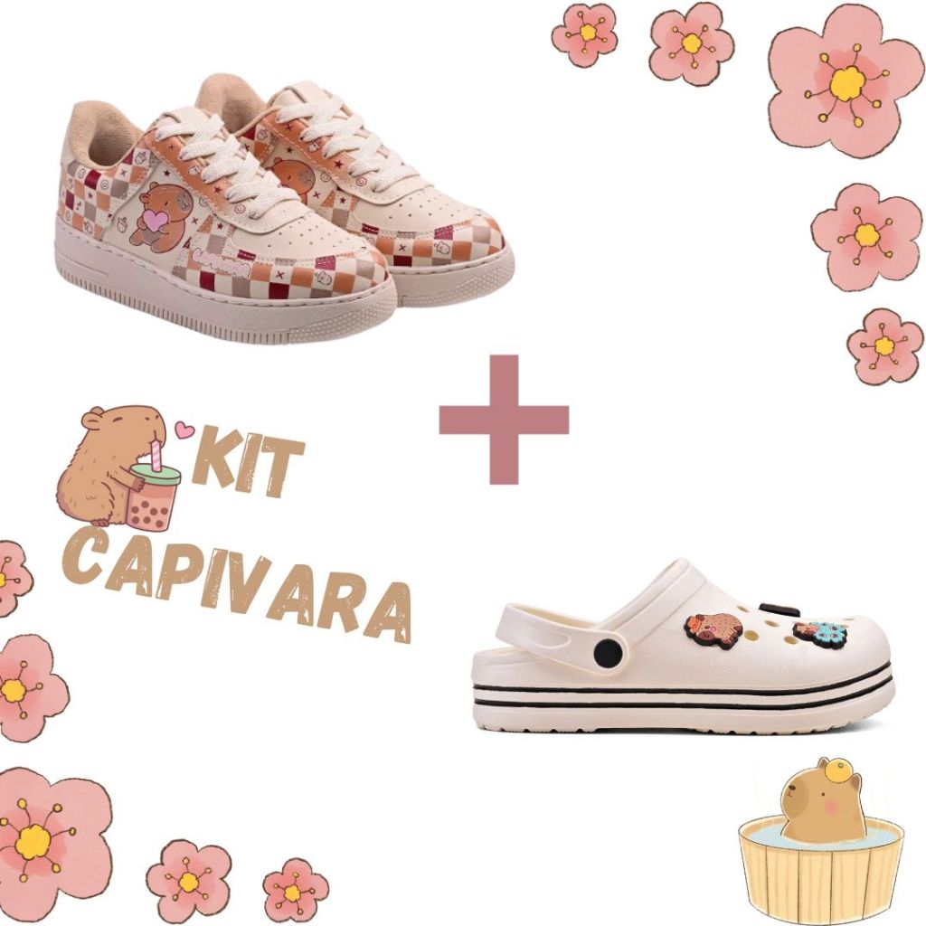 Kit Infantil Tênis + Chinelo Listra Personagem Meninas Feminino Moda Lançamento Escolar Passeio em Oferta na Shopee