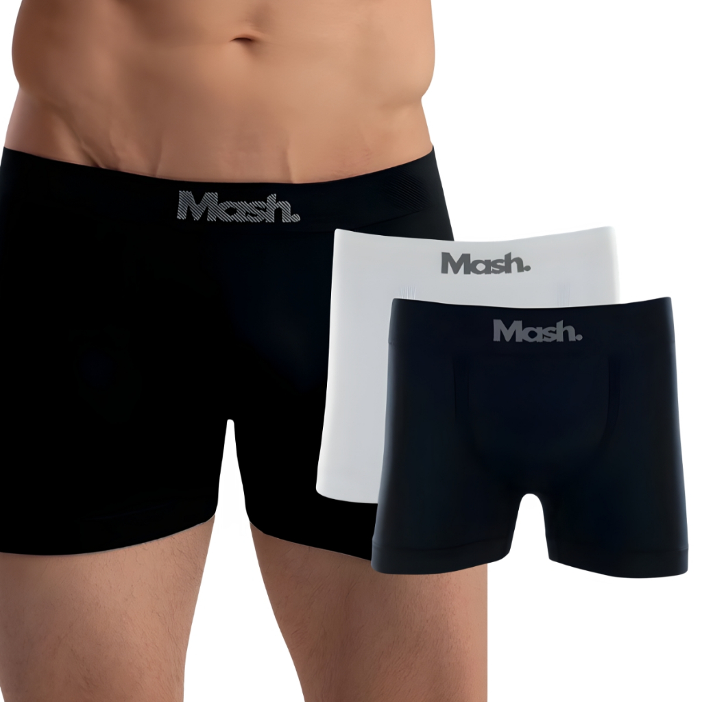 Kit 2 Cuecas Boxer Mash Masculinas Sem Costura Basic Microfibra Confortáveis Original