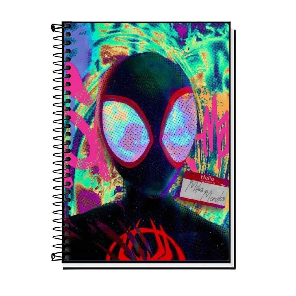 Caderno Homem Aranha miles morales  Petlover Aesthetic | Capa Dura  Espiral Metálico | 1, 10, 15 ou 20 Matérias em Oferta na Shopee