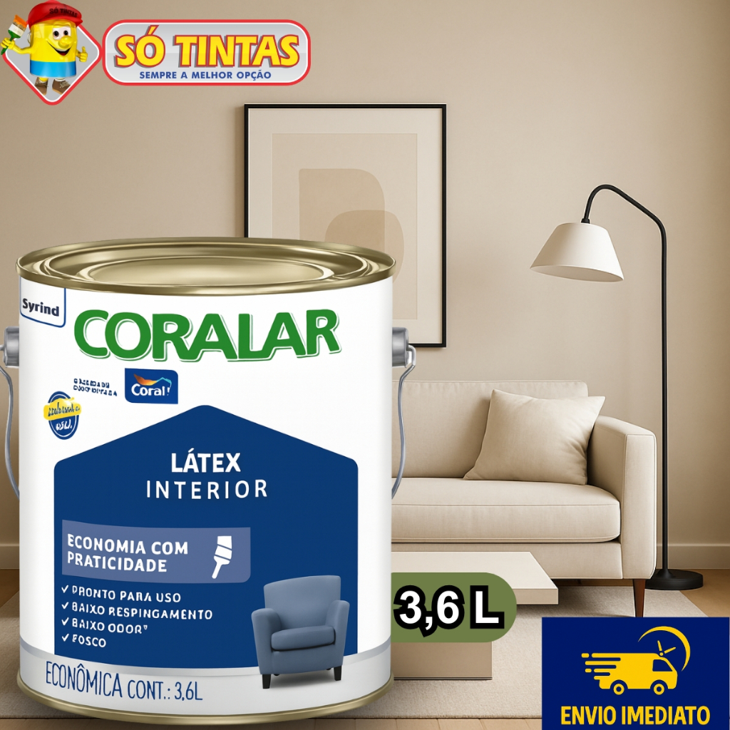 Tinta Látex Coralar Base Água 3,6L  Econômica, Coral, Secagem Rápida, Sem Cheiro, Paredex em Oferta na Shopee