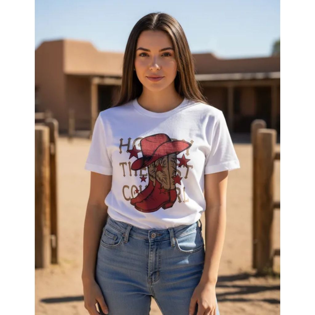 Camiseta Country Feminina 100% Algodão Leve Premium Tshirt Blusa Manga Curta Estampada Botas Texana